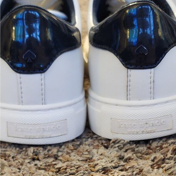 EUC Kate Spade Audrey White Leather Perforated Spade Sneakers Sz 9 - Picture 4 of 11